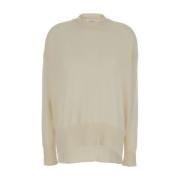 Jil Sander Vit Cashmere Crew Neck Sweater Beige, Dam