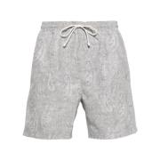 Brunello Cucinelli Bandana Print Badshorts Gray, Herr