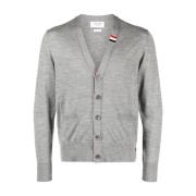 Thom Browne Grå RWB-Stripe Button-Up Cardigan Sweater Gray, Herr