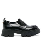 ASH Svart Läder Stud Combo Loafer Black, Dam