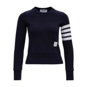 Thom Browne Blå Crew Neck Sweatshirt med 4bar Print Blue, Dam