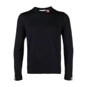 Thom Browne Blå Crew Neck Jumper RWB Stripe Blue, Herr