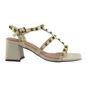 Bibi Lou Vit Läder Studded Sandal White, Dam