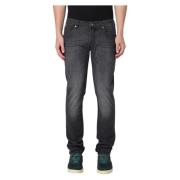 Incotex Denim Straight Tvättade Jeans Blue, Herr