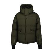 Moncler Quiltad huva jacka med logotyp patch Green, Herr