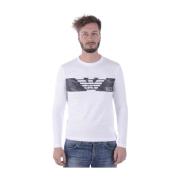 Emporio Armani EA7 Stilig Sweater Pullover för Män White, Herr