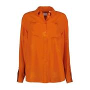 Burberry Silke Broderad Skjortklänning Orange, Dam