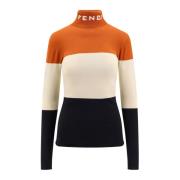 Fendi Multifärgad Turtleneck Stickat Långärmad Multicolor, Dam