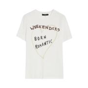 Max Mara Stilren Nervi T-shirt White, Dam