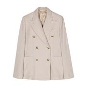 Max Mara Beige Texturerad Bomulls Jacka Beige, Dam