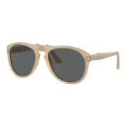 Persol Beige Pilot Solglasögon Mörkgrå Linser Beige, Herr