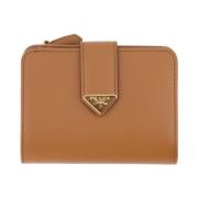 Prada Saffiano Plånbok med Metalllogotyp Brown, Dam