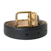 Dolce & Gabbana Svart Läder Metallspänne Bälte Black, Herr