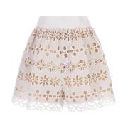 Elie Saab Vita Spets Shorts med Elastisk Midja Beige, Dam