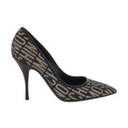 Moschino Svart och Guld Logo Lurex Pump Multicolor, Dam