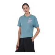 Calvin Klein Ekologisk Bomull T-shirt - Tryckt Logo Blue, Dam