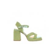 Castañer Metallisk Flätad Sandal Valle Modell Green, Dam