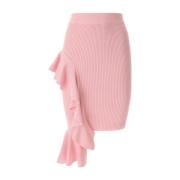 Moschino Rosa Högmidjade Ruffle Kjol Pink, Dam