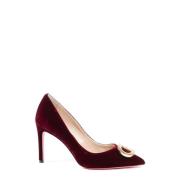 Dee Ocleppo Sammet Office Pump med Rosa Sula Red, Dam