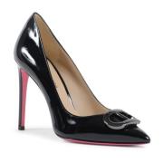 Dee Ocleppo Gyllene Logotyp Läderpump Black, Dam