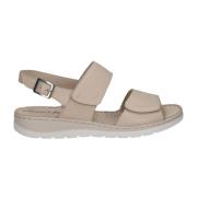 Caprice Beige Casual Open Platta Sandaler Beige, Dam