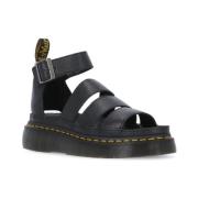 Dr. Martens Svarta Sandaler i Präglat Läder Black, Dam