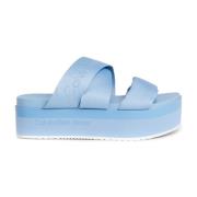 Calvin Klein Jeans Blå Platt Sandal med Webbingband Blue, Dam