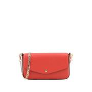 Pourchet Paris Röd Clutch med Kedja Rem Red, Dam