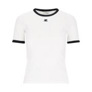 Courrèges Vit Logot-shirt med Kontrastdetaljer White, Dam