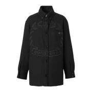 Burberry Svart Broderad Lagersjacka Black, Dam