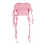 Blumarine Elegant Ruches Blus Pink, Dam