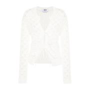 Msgm Bomull Cardigan Tröja White, Dam