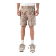 Represent Bomull Bermuda Shorts med Broderat Logotyp Beige, Herr