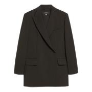 Max Mara Weekend Svart Ull Dubbelknäppt Blazer Black, Dam