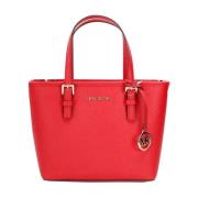 Michael Kors Röd läder Carryall Tote med Top Zip Red, Dam