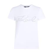 Karl Lagerfeld Vit Logo Smyckad T-shirt White, Dam