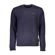 Napapijri Blå Broderad Crew Neck Sweater Blue, Herr