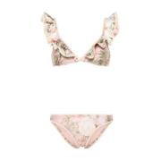 Zimmermann Blommig Virkad Kant Bikini Set Multicolor, Dam