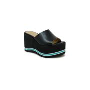 Paloma Barceló Svarta Läderkil Sandaler Ss24 Black, Dam