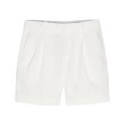 Brioni Vita Seersucker Chino Shorts White, Herr