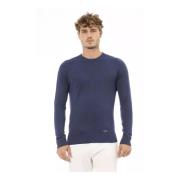 Baldinini Blå Modal Crew Neck Sweater Blue, Herr