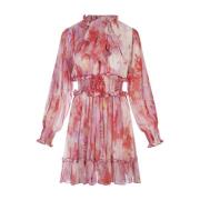 Msgm Rosa Georgette Artsy Flower Klänning Pink, Dam