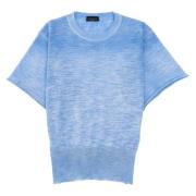 Roberto Collina Azurblå Linne Stickad T-shirt Blue, Dam