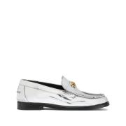 Versace Metallic Finish Medusa Plaque Platta Skor Gray, Dam