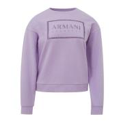 Armani Exchange Lyxig Lila Bomullströja Purple, Dam