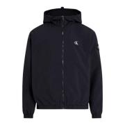 Calvin Klein Jeans Svart Windbreaker Jacka med Huva Black, Herr