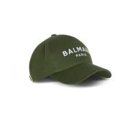 Balmain Bomull Broderad Keps Green, Herr