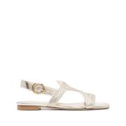 Stuart Weitzman Platt Sandal i Ljus Guld Yellow, Dam