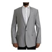 Dolce & Gabbana Grå Peak Revers Ull Blazer Gray, Herr