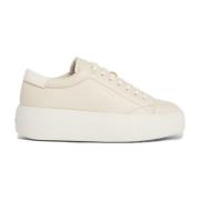 Calvin Klein Beige Lace-Up Flatform Sneakers Beige, Dam